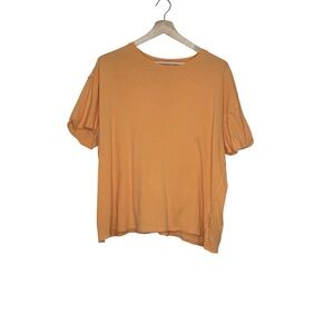We The Free FP Boyfriend Tee Crew Neck Oversized Roll Hem Boxy Orange Small